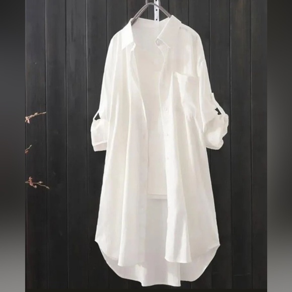 New! Black Button Down Long Blouse - Picture 6 of 15